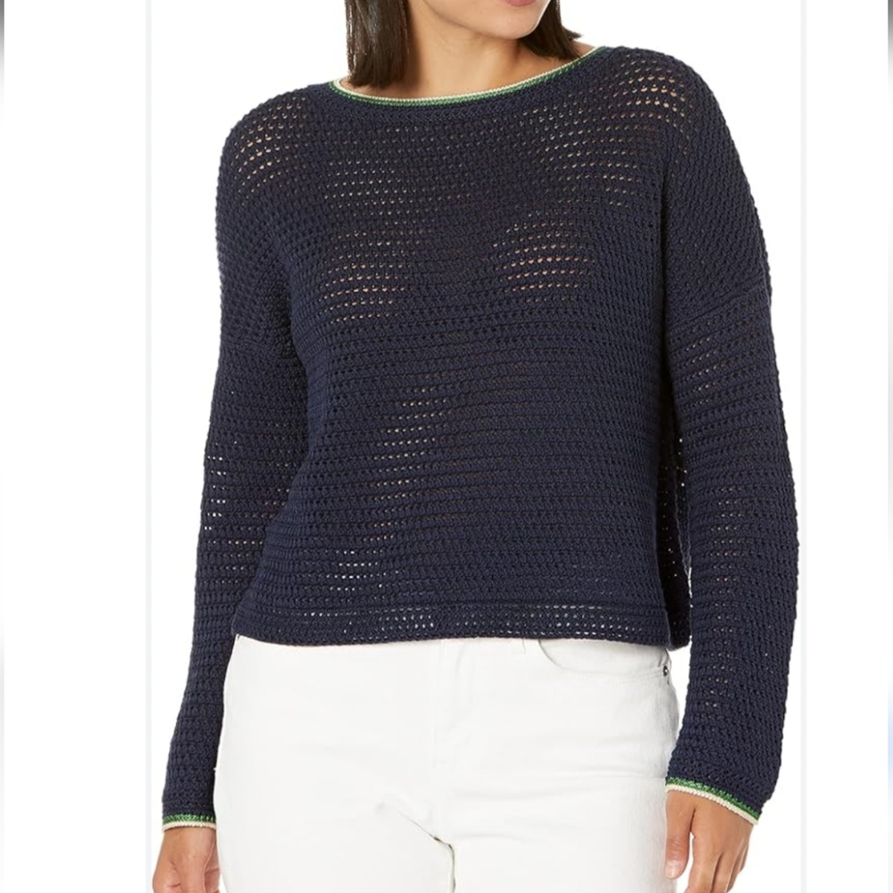 NWT Vince Crochet Cardigan Sweater In Navy Size XS Retail $395